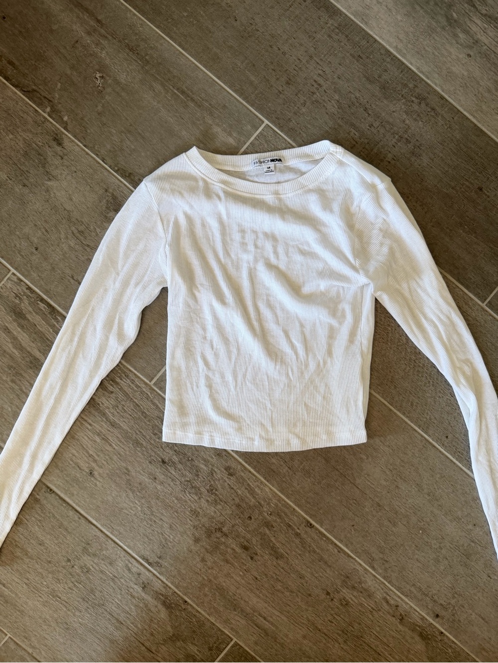 White Ribbed Long Sleeve Top - Picture 3 of 5